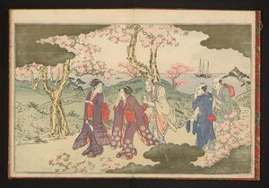 As colinas de Gotenyama, Edo, com vista para a baía de Edo de Kitagawa Utamaro
