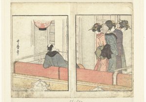 Loja do teatro
Um olhar dos bastidores sobre os actores (título da série)
Yakusha gakuya tsu (título da série) de Kitagawa Utamaro