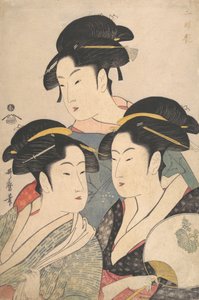 Três Belezas do Período Kwansei, ca. 1791. de Kitagawa Utamaro
