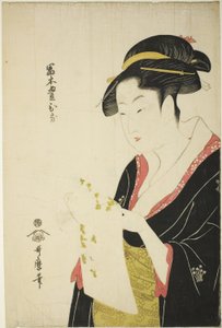 Tomimoto Toyohina, c.1793 (xilogravura a cores; oban) de Kitagawa Utamaro