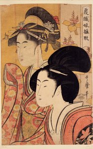 Duas belezas com bambu de Kitagawa Utamaro