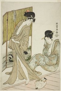 Duas moças depois de um banho de Kitagawa Utamaro