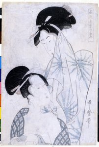 Duas mulheres a sair do banho. 1800. Obras de arte de Utamaro KITAGAWA (1753-1806). de Kitagawa Utamaro