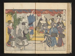 Preparativos para o festival das lanternas de Kitagawa Utamaro
