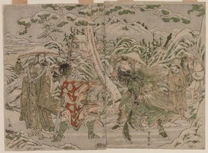 Cena de inverno do Romance dos Três Reinos de Kitagawa Utamaro