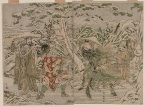 Cena de inverno do romance dos três reinos, c. 1790 de Kitagawa Utamaro