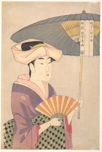 Mulher segurando um guarda-sol, da série Dez tipos no estudo fisionômico das mulheres, c. 1793 de Kitagawa Utamaro