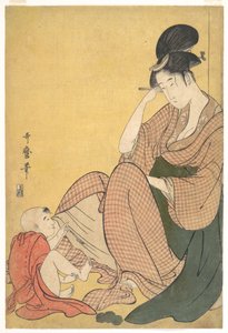 Mulher e criança de Kitagawa Utamaro