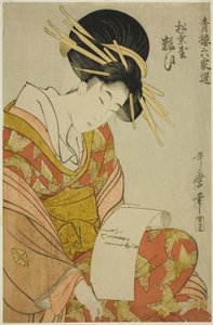 Yosooi do Matsubaya, da série Selections from Six Houses in Yoshiwara (Seiro rokkasen) (Matsubaya Yosooi) de Kitagawa Utamaro