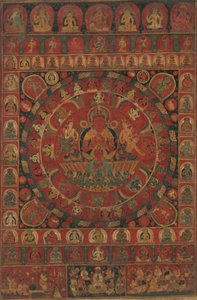 Mandala do Deus Sol Rodeada por Oito Divindades Planetárias, datada, provavelmente 1379. de Kitaharasa