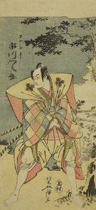 Ichikawa Monnosuke II como Haya no Kanpei em Chushingura Nagori no Kura de Kitao Masanobu
