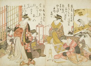 Komurasaki e Hanamurasaki da Casa Kado Tamaya, de &39;Samples of Calligraphy&39;, 1783-84 (xilogravura)