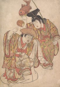 Rapazes Maquerading como Daikoku e Ebisu, ca. 1780. de Kitao Shigemasa