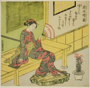 Limpando a Brisa de um Leque (Ogi no seiran) de Kitao Shigemasa