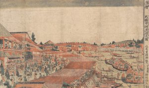 Landscape, Showing Water Festival with Lanterns, final do século XVIII - início do século XIX. de Kitao Shigemasa