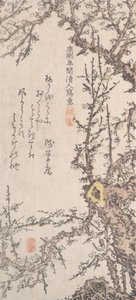 Plum Tree in Blossom, final do século XVIII - início do século XIX. de Kitao Shigemasa