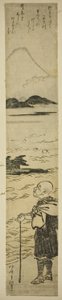 Padre Saigyo contemplando o Monte Fuji de Kitao Shigemasa