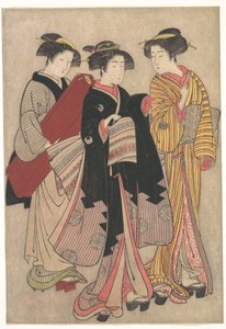 Duas gueixas a passear de Kitao Shigemasa