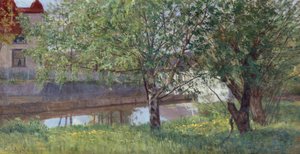 Seção do canal com casa e árvores de Kitty Lange Kielland