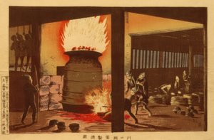 Produção de panelas e chaleiras em Kawaguchi