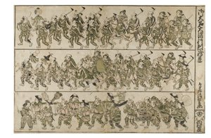 Procissão do Bombeiro de um Daimyo, c.1740-49 (xilogravura sobre papel) de Kiyohiro Torii