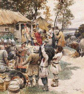 Poliudie Coletando tributo. Igor de Kiev, tributo exato dos Drevlyans, 1903