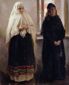 Dois mundos (óleo sobre tela) de Klavdiy Vasilievich Lebedev