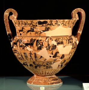Lado B do vaso François, feito por Ergotimos (fl.575-560 BC) c.570 BC (olaria) de Kleitias Kleitias
