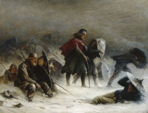 O Rei Sverre numa nevasca nas Montanhas Voss de Knud Bergslien
