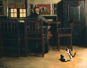 Interior com gatinhos brincalhões de Knud Sinding