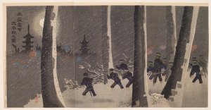 Grande e feroz batalha na neve perto de Niuzhuang de Kobayashi Kiyochika