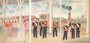Ilustração da Chegada do Imperador à Estação Shinbashi Após um Gaise de Vitória..., 1895.