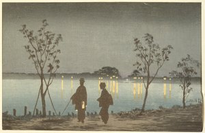 Noite no rio Sumida de Kobayashi Kiyochika
