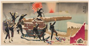 As nossas Forças Armadas que ocupam a ilha de Liugong de Kobayashi Kiyochika