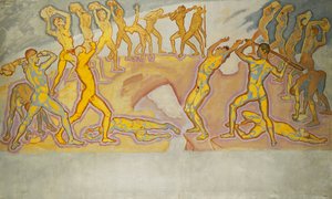 Choque de titãs; Batalha dos Titãs, c.1913-1915 de Koloman Moser