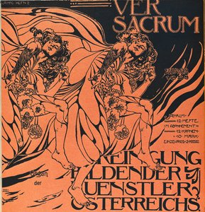 Capa da edição de fevereiro de 1898 de Ver Sacrum, a revista do movimento Art Nouveau Sezession ... de Koloman Moser