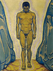 Nu masculino em pé entre rochas, c. 1915. de Koloman Moser