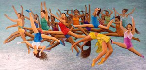 Leaping High, 2014 (guache oriental em papel de arroz)