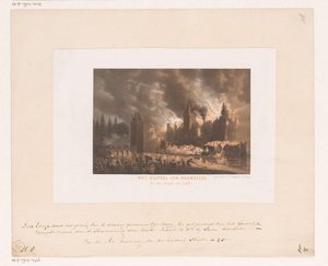 Fogo no Castelo Haamstede O castelo de Haemstede. (No incêndio de 1525). (título no objeto) de Koninklijke Nederlandse Steendrukkerij van C.W. Mieling