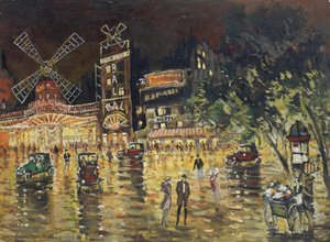 Le Moulin Rouge - Konstantin Alexeyevich Korovin (1861-1939). Óleo sobre papelão. Dimensão : 40,5x55,6 cm. Colecção Particular
