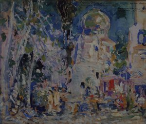 Cenografia para o balé The Scarlet Pimpernel de F. Hartman, 1911 de Konstantin Alekseevich Korovin