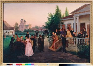 Partida dos Visitantes - Pintura de Konstantin Alexandrovich Trutovsky (Troutovsky) (1826-1893), óleo sobre tela