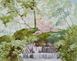 Amantes em uma paisagem de Konstantin Andreevic Somov