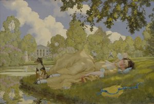 Mulher adormecida em um parque, 1922 de Konstantin Andreevic Somov