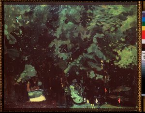 Um parque. Pintura de Konstantin (Constantin) Andreyevich Somov (1869-1939), óleo sobre tela de Konstantin Andreevic Somov