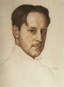 Retrato do artista Mstislav Dobuzhinsky 1875-1957, 1910. de Konstantin Andreyevich Somov