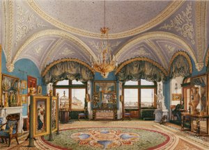 Interiores do Palácio de inverno. A sala de estar de canto do imperador Nicolau I, em meados do século XIX.