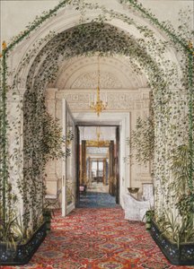 Interiores do Palácio de inverno. O pequeno jardim de inverno nos apartamentos de Alexandra Fyodorovna, em meados do século XIX.