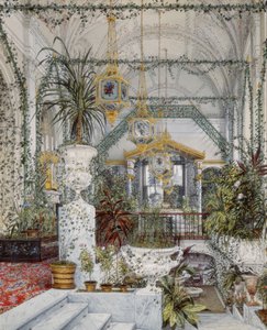 Interiores do Palácio de inverno. O jardim de inverno da imperatriz Alexandra Fyodorovna, 1860