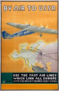 Por via aérea para a URSS Cartaz da empresa Intourist, 1934 de Konstantin Bor Ramensky